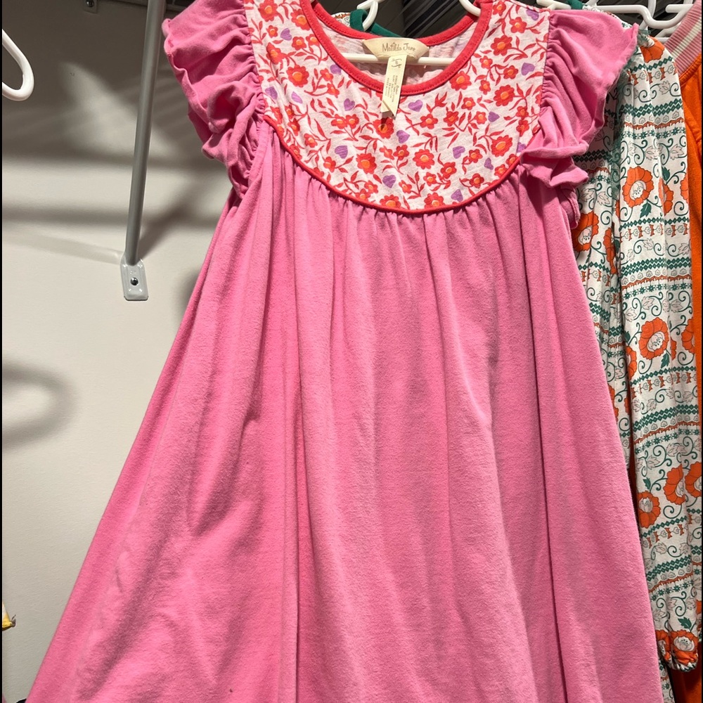 Matilda Jane camp MJC love always pearl dress pink orange flowers size 8